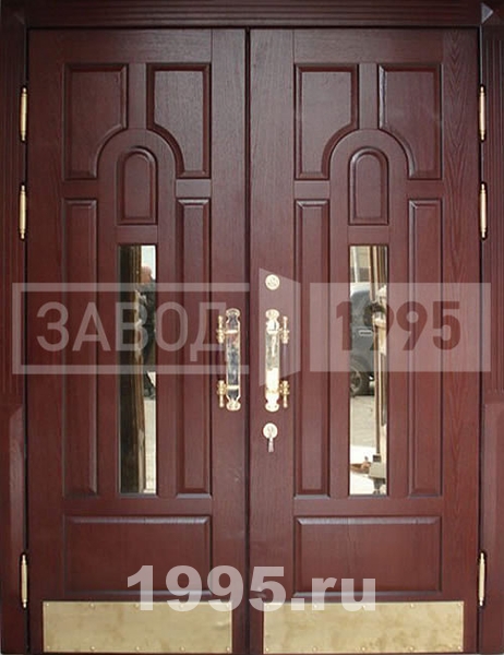 Двустворчатая металлическая дверь с зеркалами Двустворчатая металлическая дверь с зеркалами