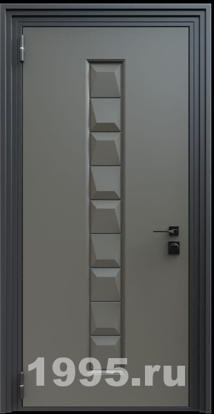 Стальная термодверь с металлофиленкой и порошковым напылением RAL 7022 (тип №6) Стальная термодверь с металлофиленкой и порошковым напылением RAL 7022 (тип №6)