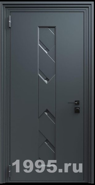 Стальная трехконтурная дверь с металлофиленкой и порошковым покрытием RAL 7021 (тип №11) Стальная трехконтурная дверь с металлофиленкой и порошковым покрытием RAL 7021 (тип №11)