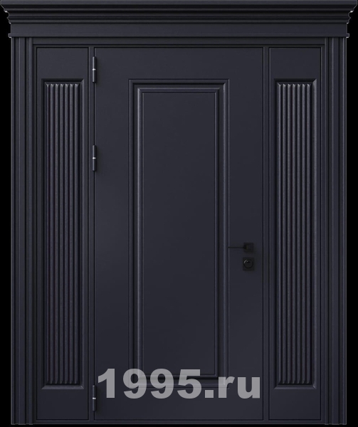 Стальная термодверь с металлофиленкой, вставками по бокам, карнизом и порошковым покрытием RAL 7016 (тип №2) Стальная термодверь с металлофиленкой, вставками по бокам, карнизом и порошковым покрытием RAL 7016 (тип №2)