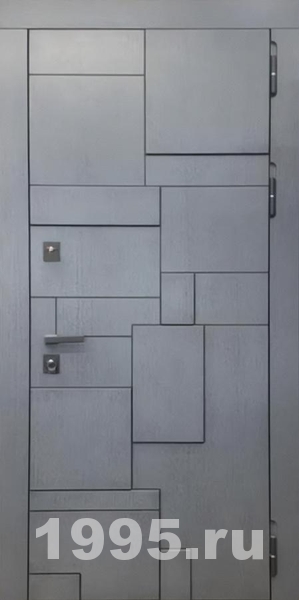 Входная дверь для квартиры с серыми 3D-панелями МДФ Входная дверь для квартиры с серыми 3D-панелями МДФ