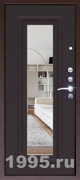 Металлические двери с зеркалом и МДФ № 18 Металлические двери с зеркалом и МДФ № 18