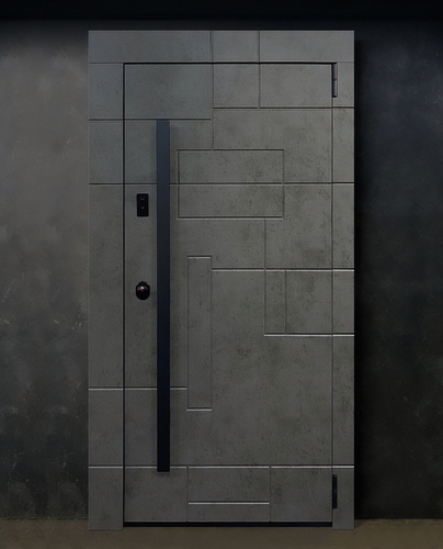 Квартирная дверь с черной ручкой