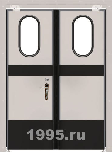 Распашная техническая дверь со стеклопакетами Распашная техническая дверь со стеклопакетами