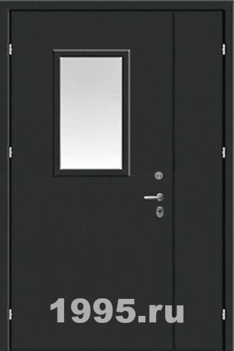 Двустворчатая техническая дверь со стеклопакетом Двустворчатая техническая дверь со стеклопакетом